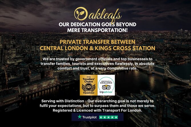 Kings Cross Station – Chauffeur/ Taxi - To & From Central London - A private start or finish at Kings Cross Station